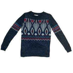 Women Hollister Sweater XS Black Aztec Print Crew Neck Northwest Winter Warm